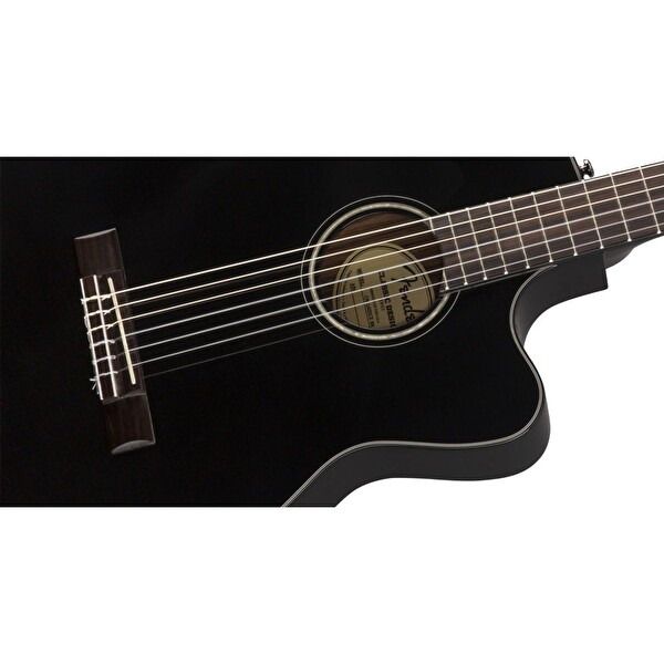 Fender CN-140SCE Nylon Thinline Black Elektro Klasik Gitar