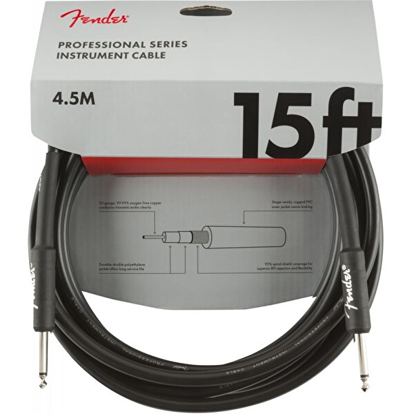 Fender Professional Düz/Düz Uçlu 4m Siyah Enstrüman Kablosu