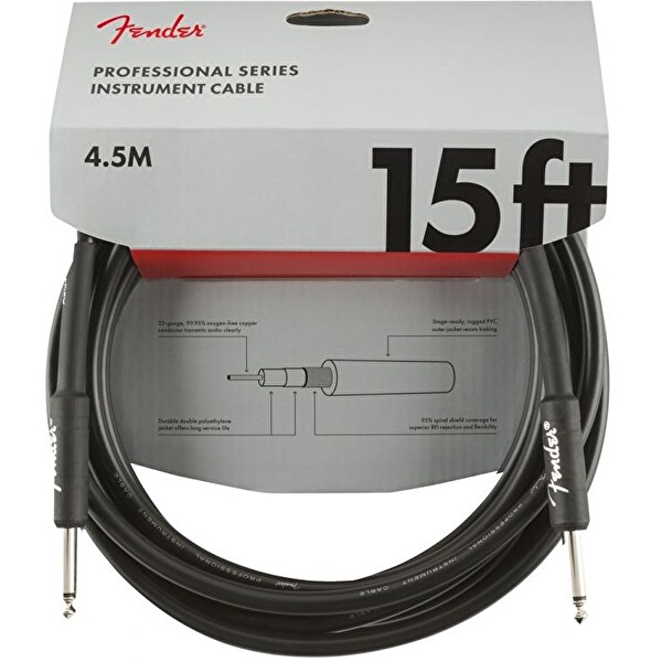 Fender Professional Düz/Düz Uçlu 4m Siyah Enstrüman Kablosu
