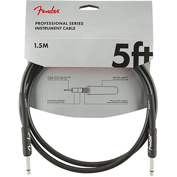 Fender Professional Düz/Düz Uçlu 1m Siyah Patch Kablosu