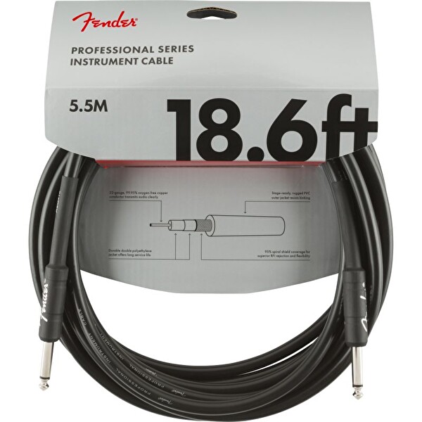 Fender Professional Düz/Düz Uçlu 5m Siyah Enstrüman Kablosu