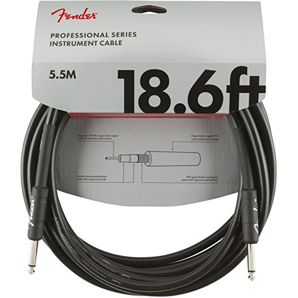 Fender Professional Düz/Düz Uçlu 5m Siyah Enstrüman Kablosu