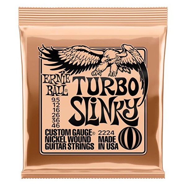 Ernie Ball P02224 - Turbo Slinky Nickel Wound 9.5-46 Elektro Gitar Teli