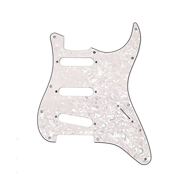 Fender Pickguard Stratocaster S/S/S 11-Hole Mount White Pearl 4-Ply Pickguard