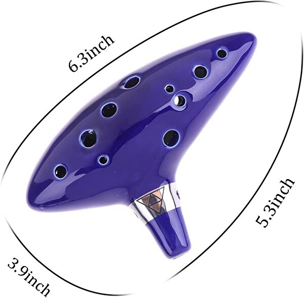 Valkyrie Ocarina 12 Delik Ocarina Seramik Alto C Ocarina Flüt Mavi Ocarina Sualtı Müzik Nefesli Enstrüman