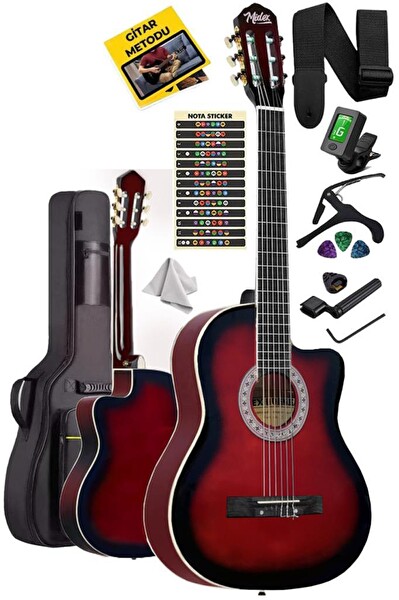 Midex MGX-100RD-BAG Üst Seviye Klasik Gitar 4/4 Sap Ayarlı (Tuner Çanta Askı Capo Metod Pena)
