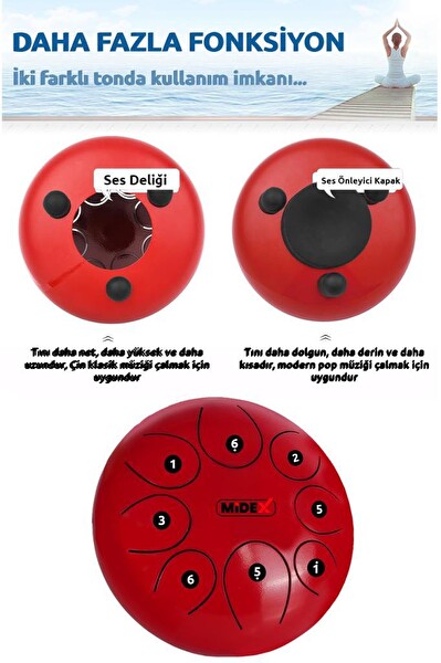 Midex TD-108RD Çelik Dil Davul Handpan 10