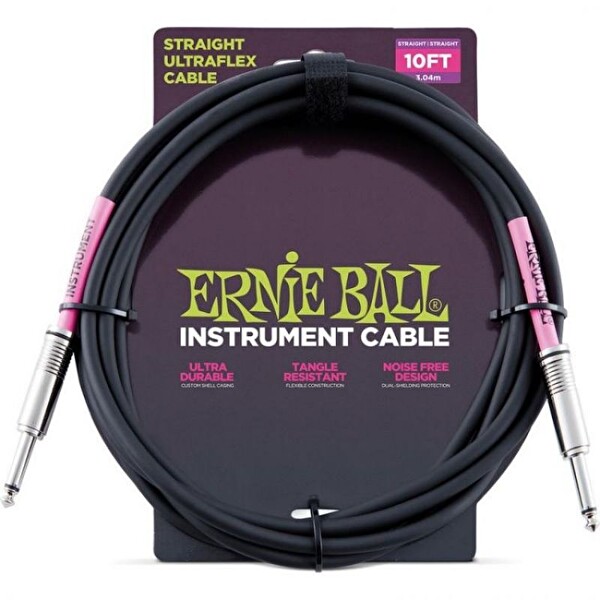 Ernie Ball P06048 Düz Siyah 3 M Enstrüman Kablosu