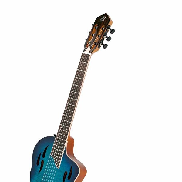 Ortega TourPlayer Deluxe RTPDLX- FMA Blue Burst Elektro Klasik Gitar