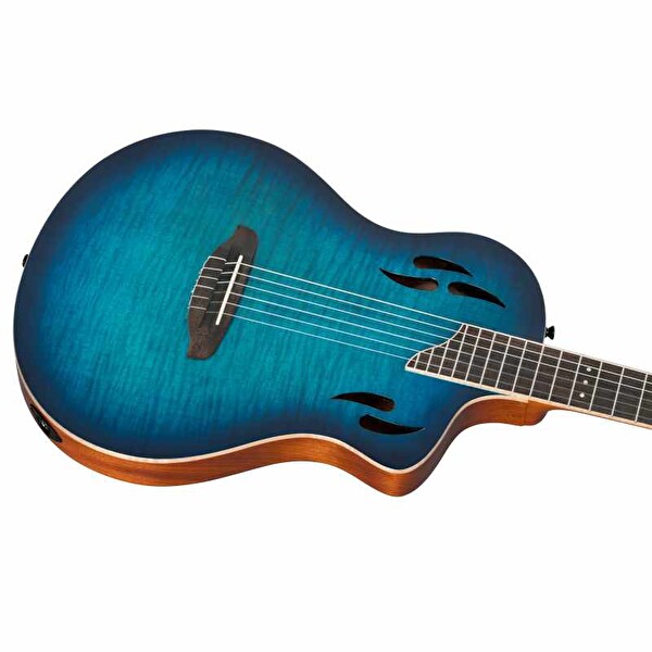 Ortega TourPlayer Deluxe RTPDLX- FMA Blue Burst Elektro Klasik Gitar
