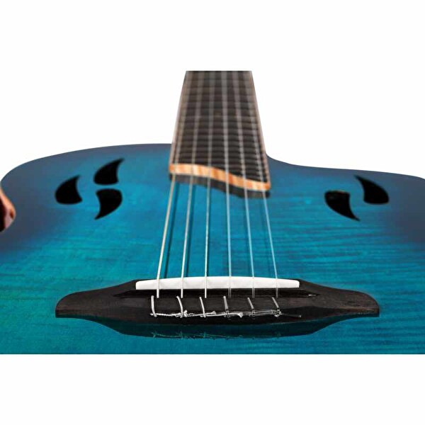 Ortega TourPlayer Deluxe RTPDLX- FMA Blue Burst Elektro Klasik Gitar