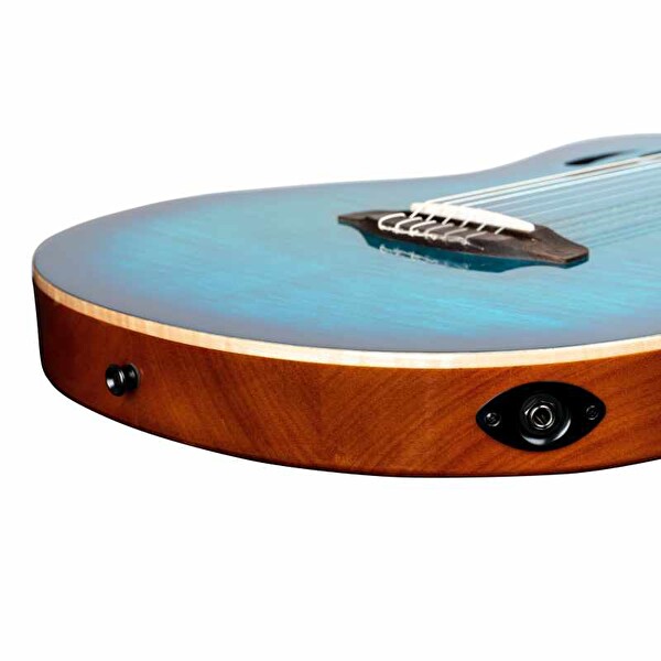 Ortega TourPlayer Deluxe RTPDLX- FMA Blue Burst Elektro Klasik Gitar
