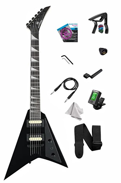 Maxword DG-28BK V Kasa Gül Klavye 2x Zebra Humbucker Manyetik Elektro Gitar