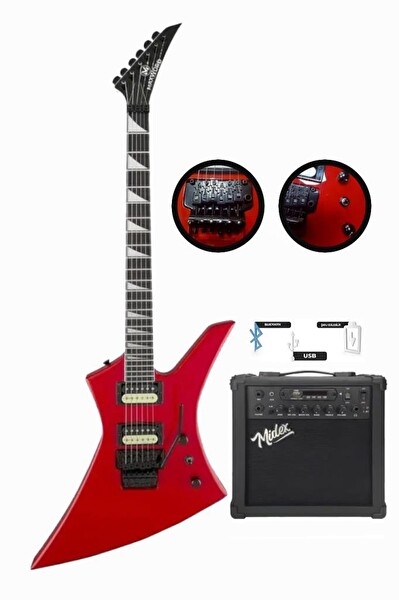 Maxword DG-34RD-25AMP Kelly Kasa Floyde Rose 2x Zebra HH Manyetik 25W Amfili Elektro Gitar