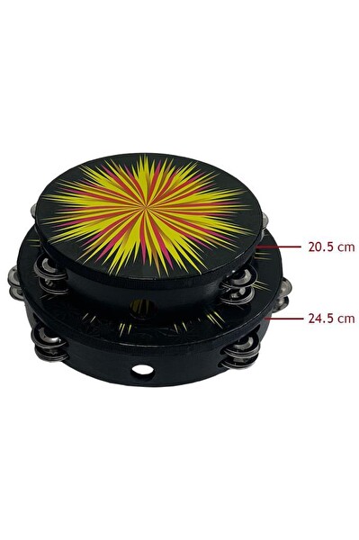 Midex TF-30BK Çift Sıra 8 Zilli Siyah Derili Tef Tamburin 25.5 CM