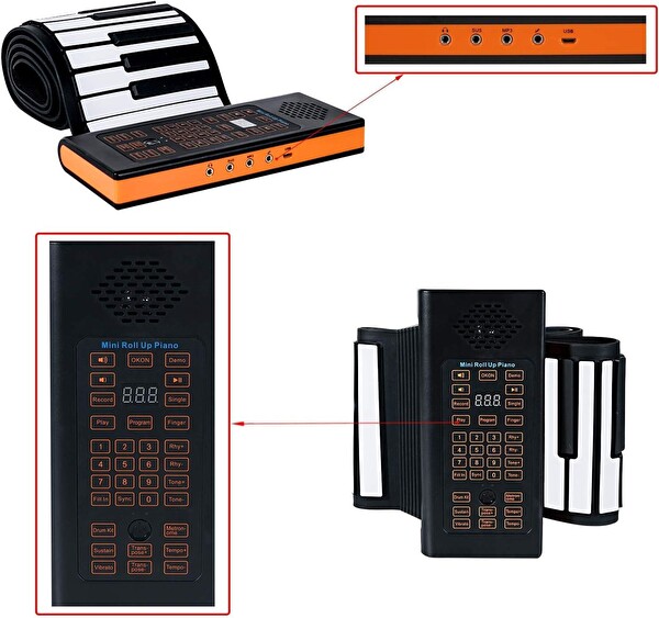 Sge Teknoloji 88 Tuşlu Taşınabilir Katlanır Roll Up Dijital Piyano