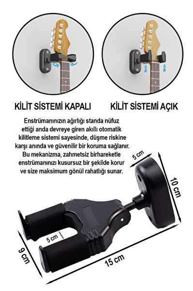 Lastvoice GPR-654 Otomatik Kilitli Gitar Duvar Askı Stand Aparatı