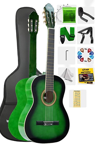 Midex MGX-200GR Kaliteli Klasik Gitar 4/4 Yetişkin Boy Full Set - Yeşil