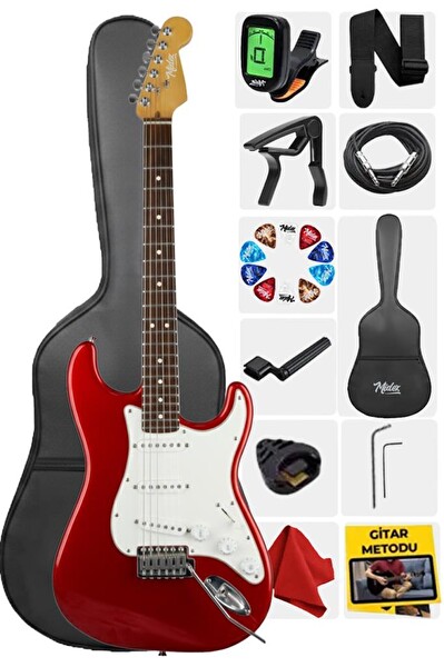 Midex RPH-30WRD Kırmızı Gül Klavye Strat Kasa SSS Elektro Gitar Seti