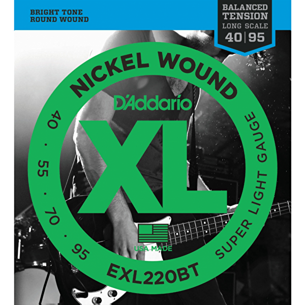 D'Addario EXL220BT XL 40-95 Long Scale Nickel Bass Gitar Tel Seti