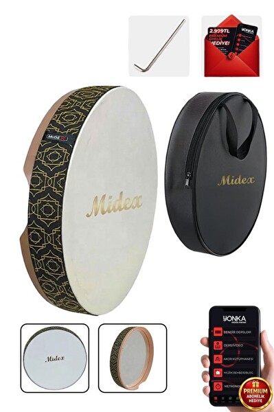 Midex BR-510 Kaliteli Bendir Def Akort Ayarlı El Tutma Oyuklu Çantalı