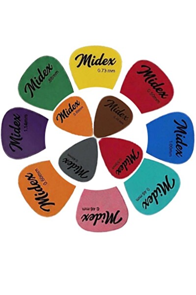 Midex PN-12 Kaliteli 12'li Gitar Penası Seti - Tüm Ebatlar