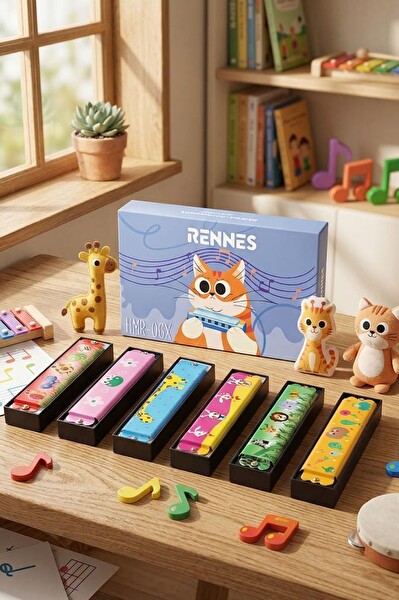 Rennes HMR-06X 6'lı Çocuklara Özel 16 Delikli Desenli Mızıka Seti