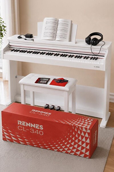 Rennes CL-340WH Tuş Hassasiyetli 88 Tuş Dijital Piyano Profesyonel Beyaz