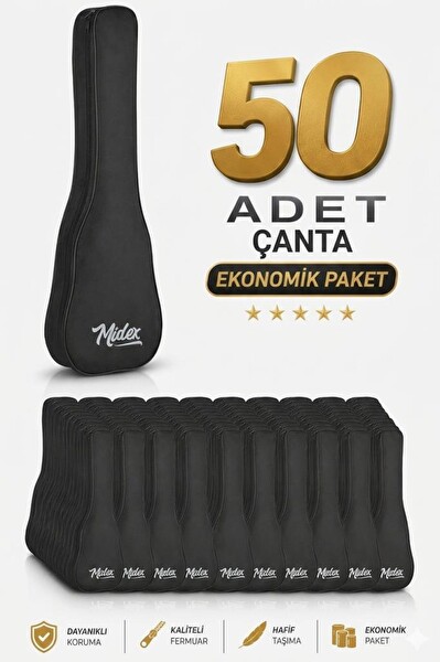 Midex CS-26A-100X Tenör Ukulele Çantası 100'lü Paket Kaliteli Siyah Kılıf 100 Adet