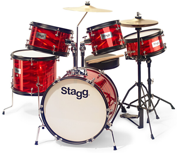 Stagg TIM JR 5/16B RD 5 Parça Çocuk Akustik Davul Seti Kırmızı