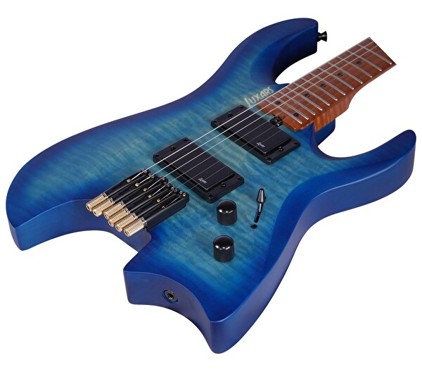 Luxars S-G63-6 SBL Headless (Kafasız) Elektro Gitar Saten Mavi Gigbag Dahil