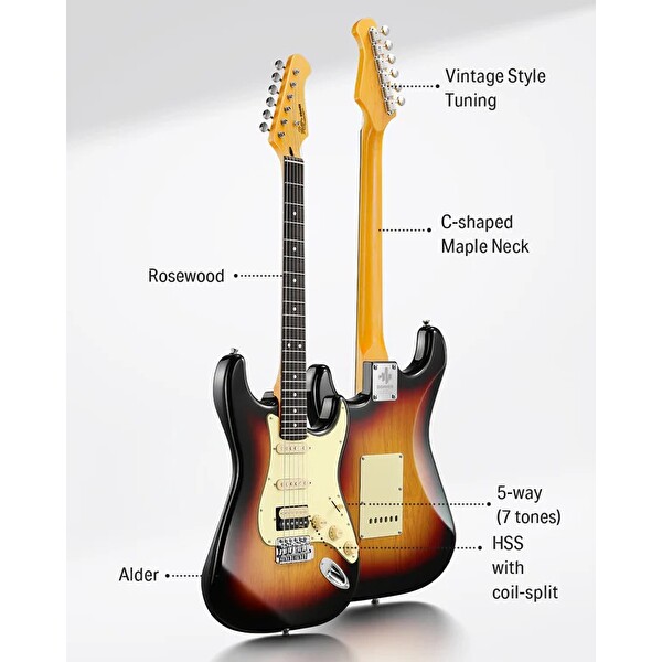 Donner DST-600 Elektro Gitar 3 Renkli