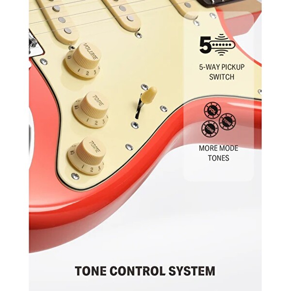 Donner DST-600 Elektro Gitar Festival kırmızısı