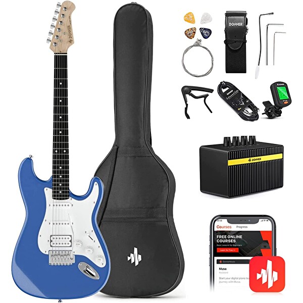 Donner DST-100T Elektro Gitar Seti Göl Mavisi