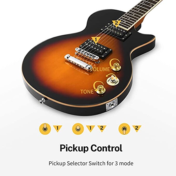 Donner DLP-124S LP Elektro Gitar Paketi Güneş Patlaması