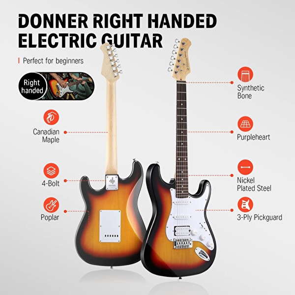 Donner DST-100S ST Elektro Gitar Seti Güneş Patlaması