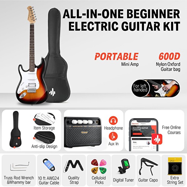 Donner DST-100S ST Elektro Gitar Seti Güneş Patlaması