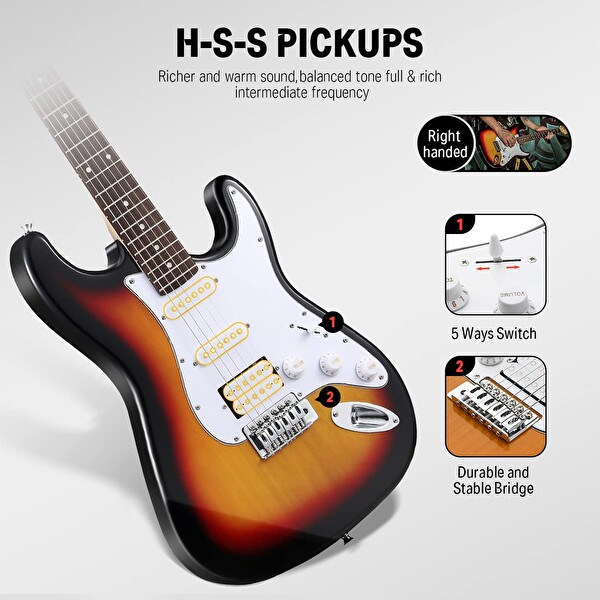 Donner DST-100S ST Elektro Gitar Seti Güneş Patlaması