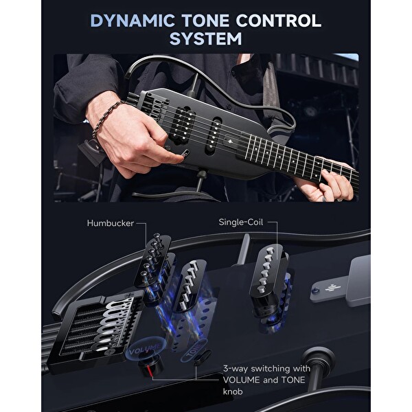 Donner Hush-X Headless Traveller Elektro Gitar Siyah