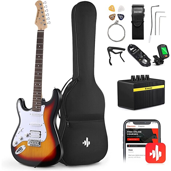 Donner DST-100SL Solak Elektro Gitar Seti Güneş Patlaması