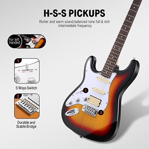 Donner DST-100SL Solak Elektro Gitar Seti Güneş Patlaması
