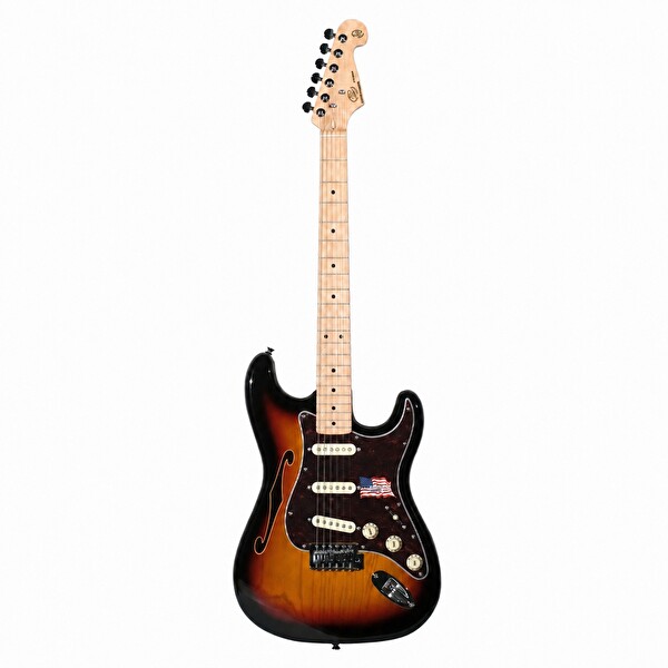 SX SST/ASH/H/3TS Yarı Boş Gövde Elektro Gitar - 3 Ton Gün Batımı