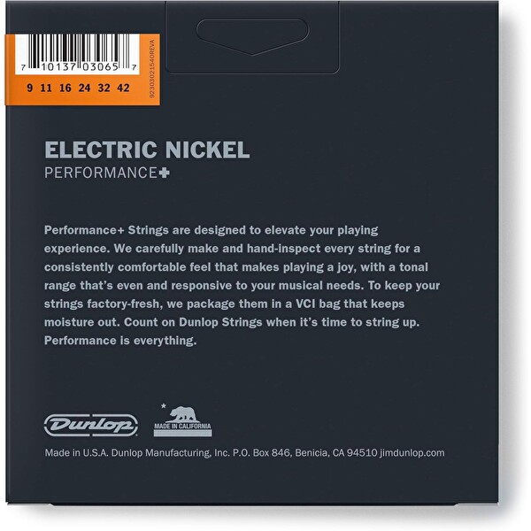 Jim Dunlop 3PDEN0942 Nikel Kaplama Hafif Çelik Tel 3'lü Paket Elektro Gitar Teli 9-42