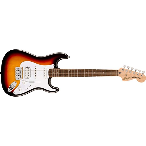 Squier Affinity Stratocaster Junior HSS Hint Defnesi Klavyeli Beyaz Pena Koruyuculu 3 Renk Geçişli Elektro Gitar
