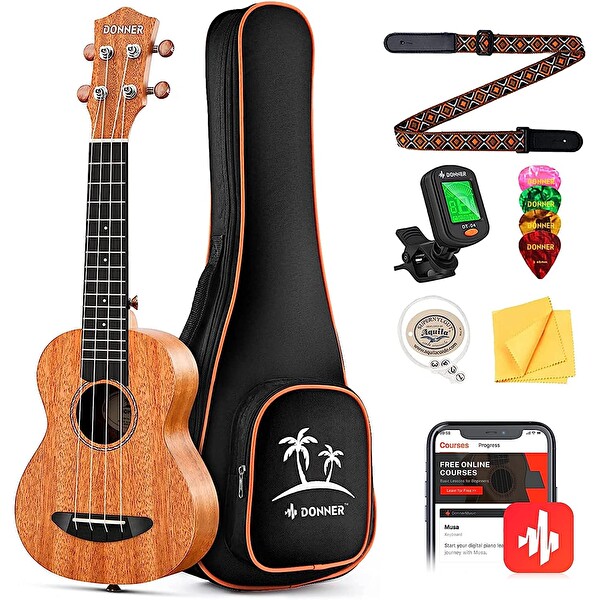 Donner DUS-100 Soprano Ukulele Seti Natürel