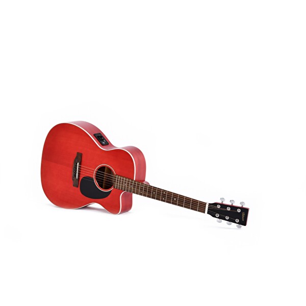 Ditson 000C-10E-TRD Elektro Akustik Gitar Yarı Şeffaf Koyu Kırmızı