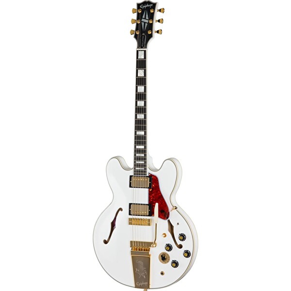 Epiphone IGC Alex Lifeson 1976 ES-355 Reissue Yarı Boş Gövdeli Elektro Gitar Alp Beyaz