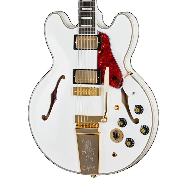 Epiphone IGC Alex Lifeson 1976 ES-355 Reissue Yarı Boş Gövdeli Elektro Gitar Alp Beyaz