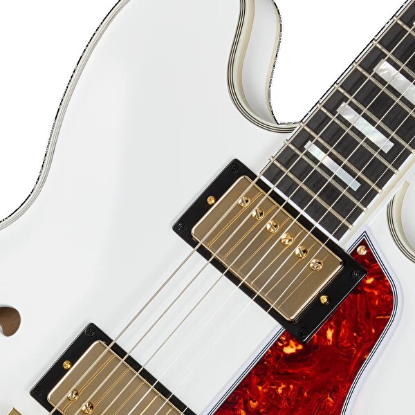 Epiphone IGC Alex Lifeson 1976 ES-355 Reissue Yarı Boş Gövdeli Elektro Gitar Alp Beyaz