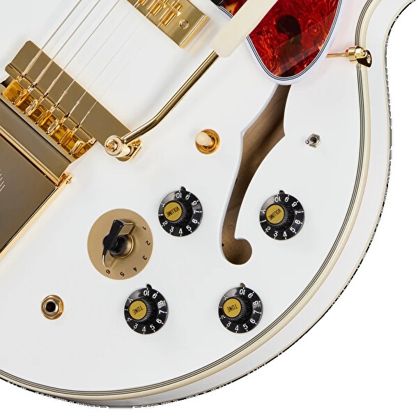 Epiphone IGC Alex Lifeson 1976 ES-355 Reissue Yarı Boş Gövdeli Elektro Gitar Alp Beyaz